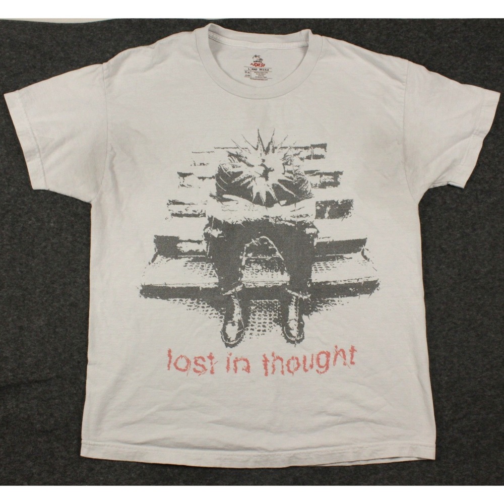 Works Of Madness Lost In Thought Graphic Tee White USA Made Size Large